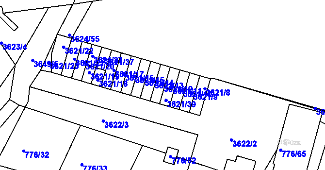 Parcela st. 3621/12 v KÚ Příbram, Katastrální mapa