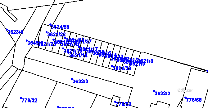 Parcela st. 3621/13 v KÚ Příbram, Katastrální mapa