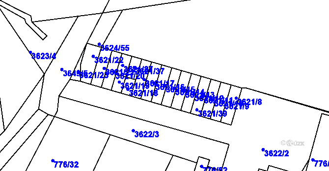 Parcela st. 3621/15 v KÚ Příbram, Katastrální mapa