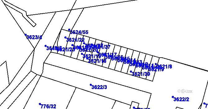 Parcela st. 3621/16 v KÚ Příbram, Katastrální mapa