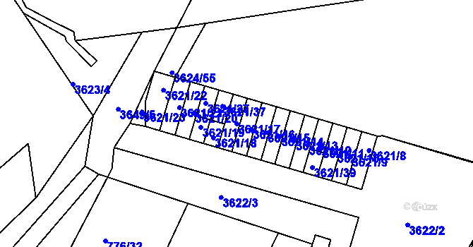 Parcela st. 3621/17 v KÚ Příbram, Katastrální mapa