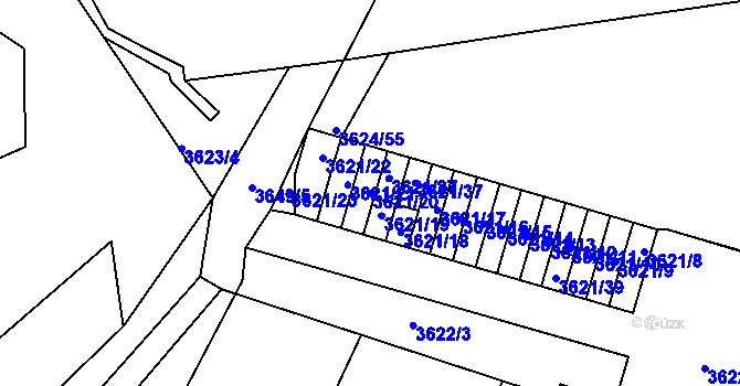 Parcela st. 3621/20 v KÚ Příbram, Katastrální mapa
