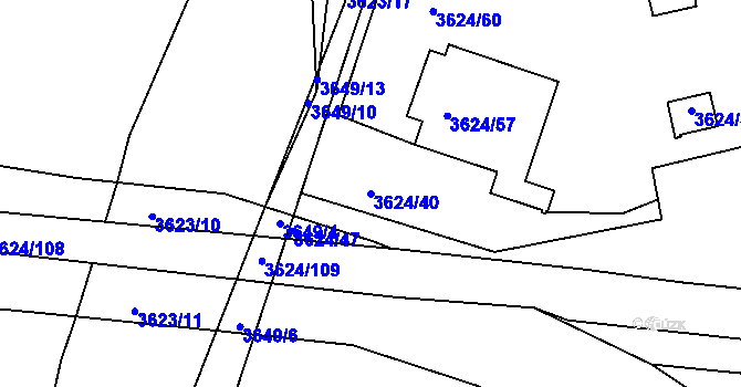 Parcela st. 3624/40 v KÚ Příbram, Katastrální mapa