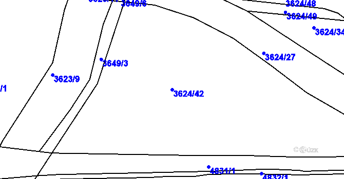 Parcela st. 3624/42 v KÚ Příbram, Katastrální mapa