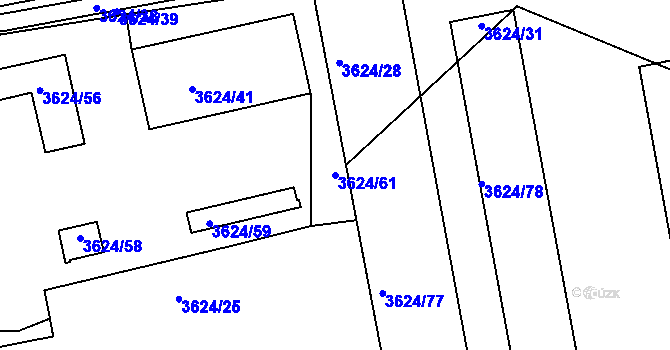 Parcela st. 3624/61 v KÚ Příbram, Katastrální mapa