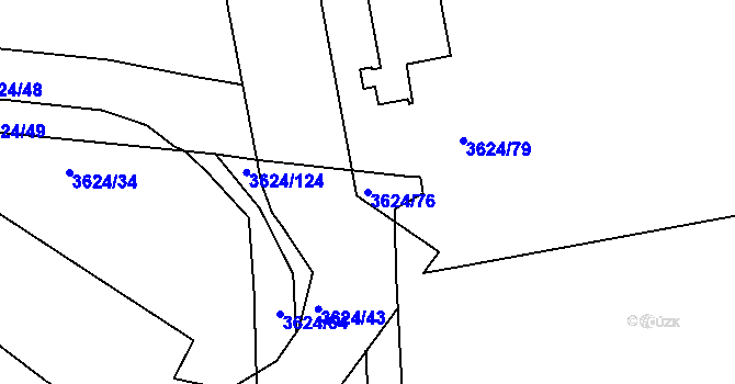 Parcela st. 3624/76 v KÚ Příbram, Katastrální mapa