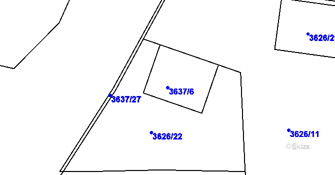 Parcela st. 3637/6 v KÚ Příbram, Katastrální mapa