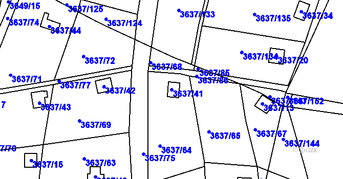 Parcela st. 3637/41 v KÚ Příbram, Katastrální mapa