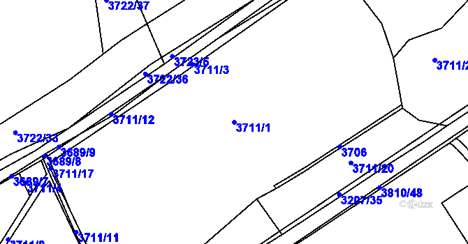 Parcela st. 3711/1 v KÚ Příbram, Katastrální mapa