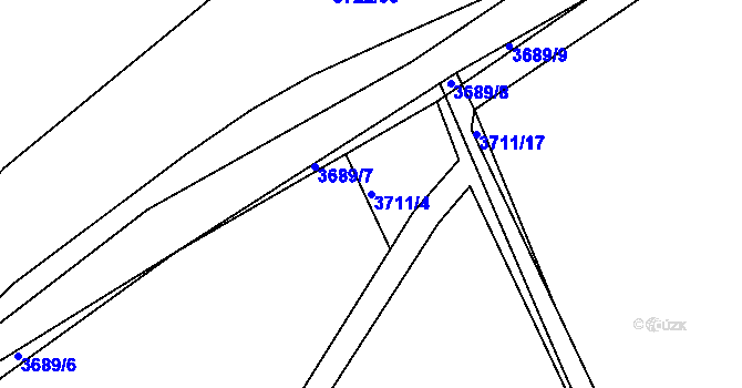 Parcela st. 3711/4 v KÚ Příbram, Katastrální mapa