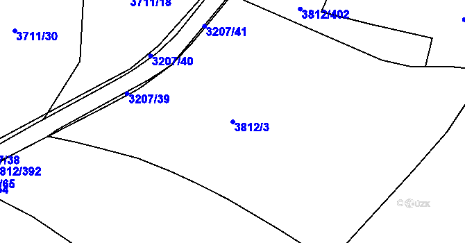 Parcela st. 3812/3 v KÚ Příbram, Katastrální mapa