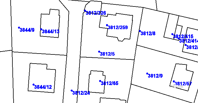 Parcela st. 3812/5 v KÚ Příbram, Katastrální mapa