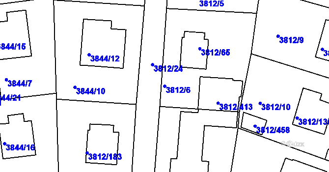 Parcela st. 3812/6 v KÚ Příbram, Katastrální mapa