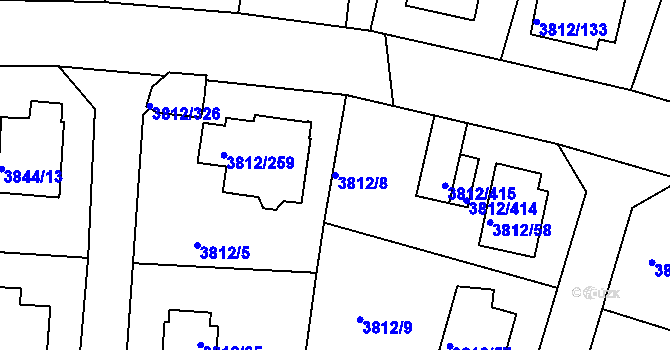 Parcela st. 3812/8 v KÚ Příbram, Katastrální mapa