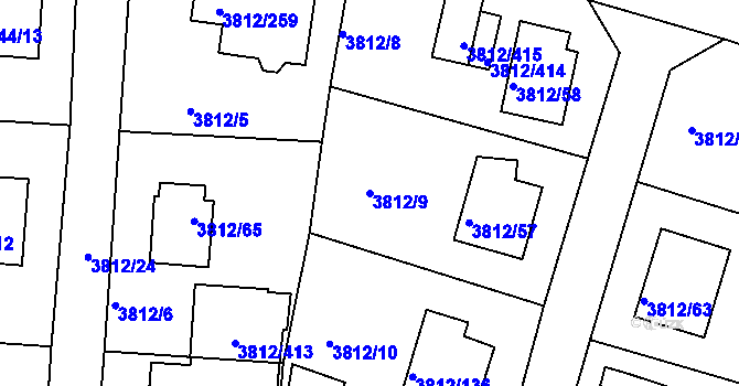 Parcela st. 3812/9 v KÚ Příbram, Katastrální mapa