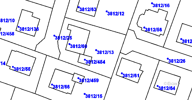 Parcela st. 3812/13 v KÚ Příbram, Katastrální mapa