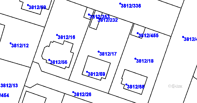 Parcela st. 3812/17 v KÚ Příbram, Katastrální mapa