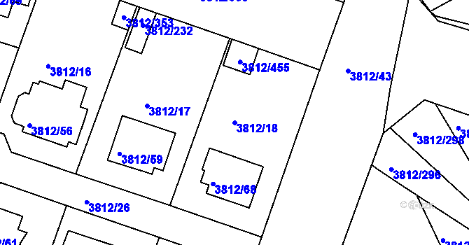 Parcela st. 3812/18 v KÚ Příbram, Katastrální mapa