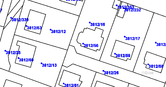 Parcela st. 3812/56 v KÚ Příbram, Katastrální mapa