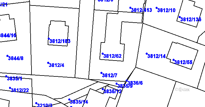 Parcela st. 3812/62 v KÚ Příbram, Katastrální mapa