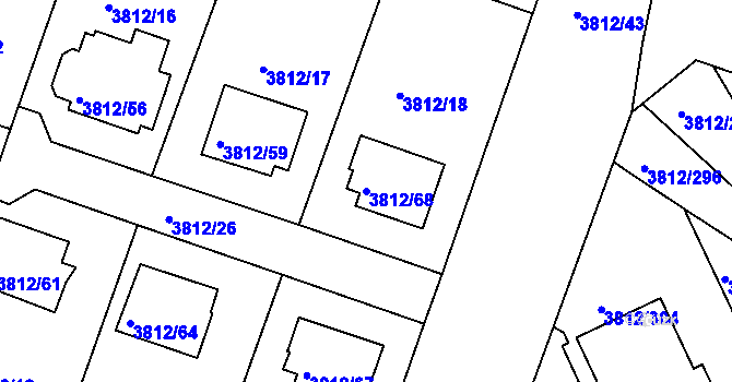 Parcela st. 3812/68 v KÚ Příbram, Katastrální mapa