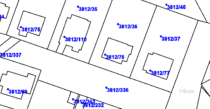 Parcela st. 3812/76 v KÚ Příbram, Katastrální mapa