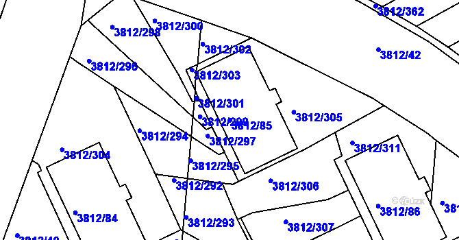 Parcela st. 3812/85 v KÚ Příbram, Katastrální mapa