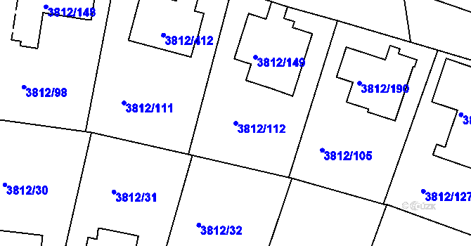 Parcela st. 3812/112 v KÚ Příbram, Katastrální mapa