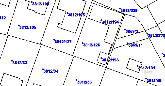 Parcela st. 3812/126 v KÚ Příbram, Katastrální mapa