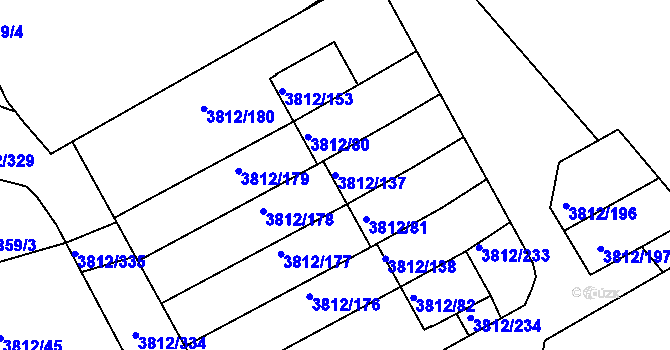 Parcela st. 3812/137 v KÚ Příbram, Katastrální mapa