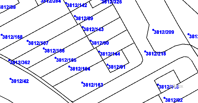 Parcela st. 3812/144 v KÚ Příbram, Katastrální mapa