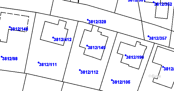 Parcela st. 3812/149 v KÚ Příbram, Katastrální mapa