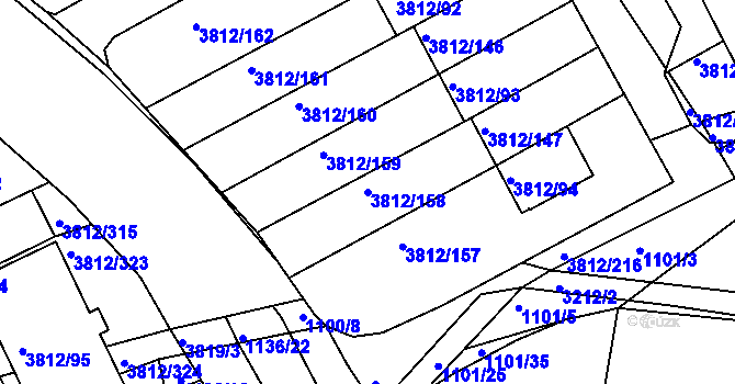 Parcela st. 3812/158 v KÚ Příbram, Katastrální mapa