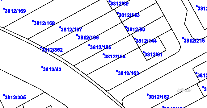 Parcela st. 3812/164 v KÚ Příbram, Katastrální mapa
