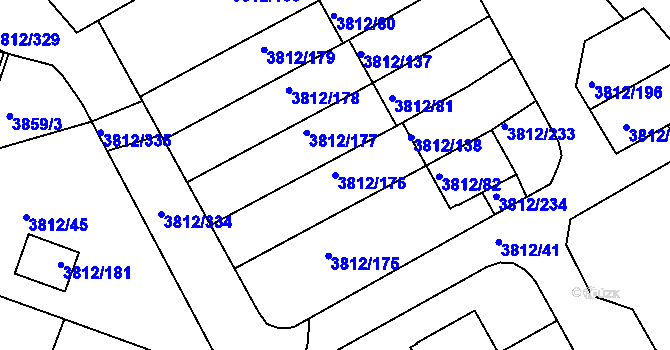 Parcela st. 3812/176 v KÚ Příbram, Katastrální mapa