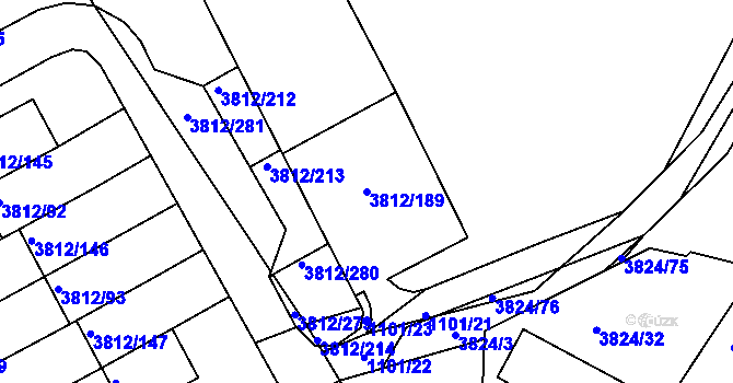 Parcela st. 3812/189 v KÚ Příbram, Katastrální mapa