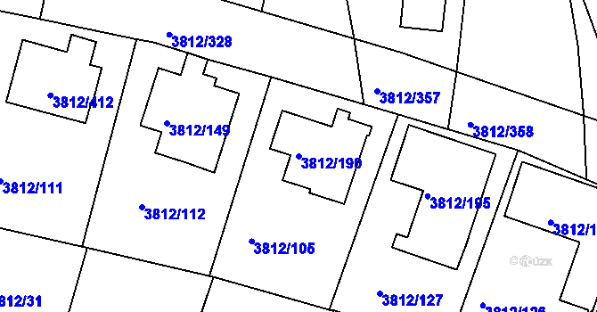 Parcela st. 3812/190 v KÚ Příbram, Katastrální mapa
