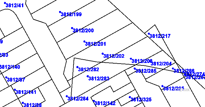 Parcela st. 3812/202 v KÚ Příbram, Katastrální mapa