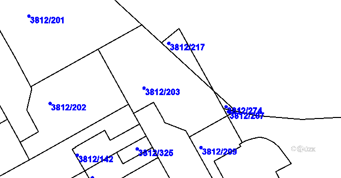 Parcela st. 3812/204 v KÚ Příbram, Katastrální mapa
