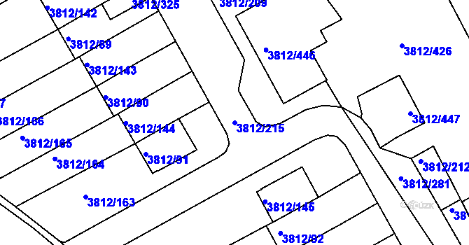 Parcela st. 3812/215 v KÚ Příbram, Katastrální mapa