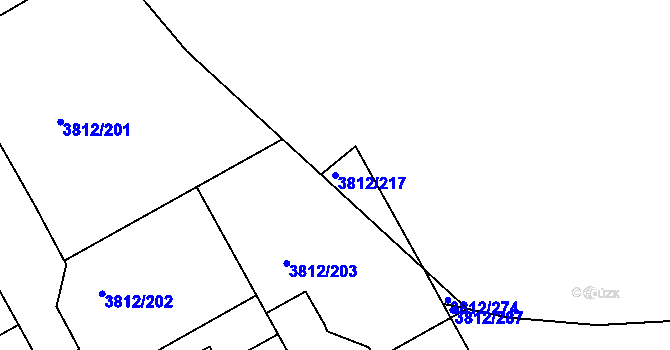 Parcela st. 3812/217 v KÚ Příbram, Katastrální mapa