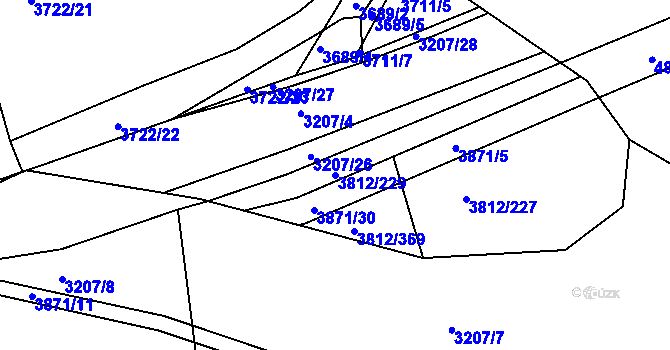 Parcela st. 3812/229 v KÚ Příbram, Katastrální mapa
