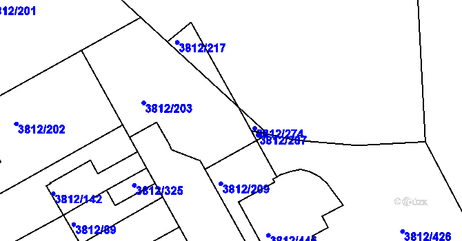 Parcela st. 3812/286 v KÚ Příbram, Katastrální mapa