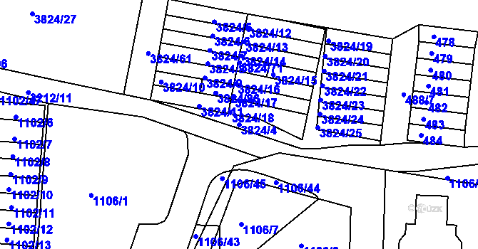 Parcela st. 3824/4 v KÚ Příbram, Katastrální mapa