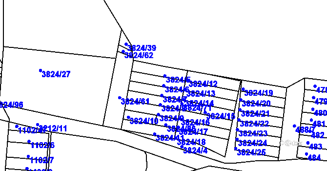 Parcela st. 3824/6 v KÚ Příbram, Katastrální mapa