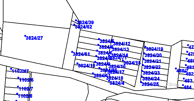 Parcela st. 3824/7 v KÚ Příbram, Katastrální mapa