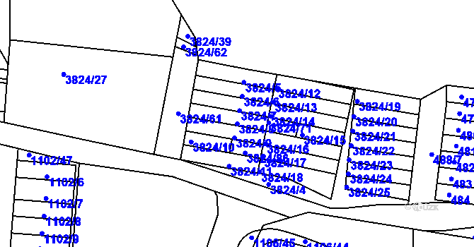 Parcela st. 3824/8 v KÚ Příbram, Katastrální mapa