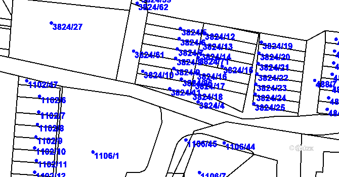 Parcela st. 3824/11 v KÚ Příbram, Katastrální mapa