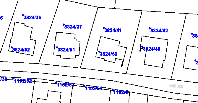 Parcela st. 3824/50 v KÚ Příbram, Katastrální mapa