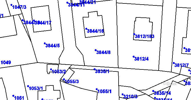 Parcela st. 3844/8 v KÚ Příbram, Katastrální mapa